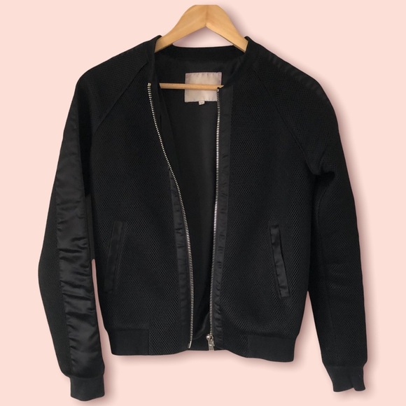 MAJE Elyana Mesh Black Bomber Jacket - Picture 5 of 14